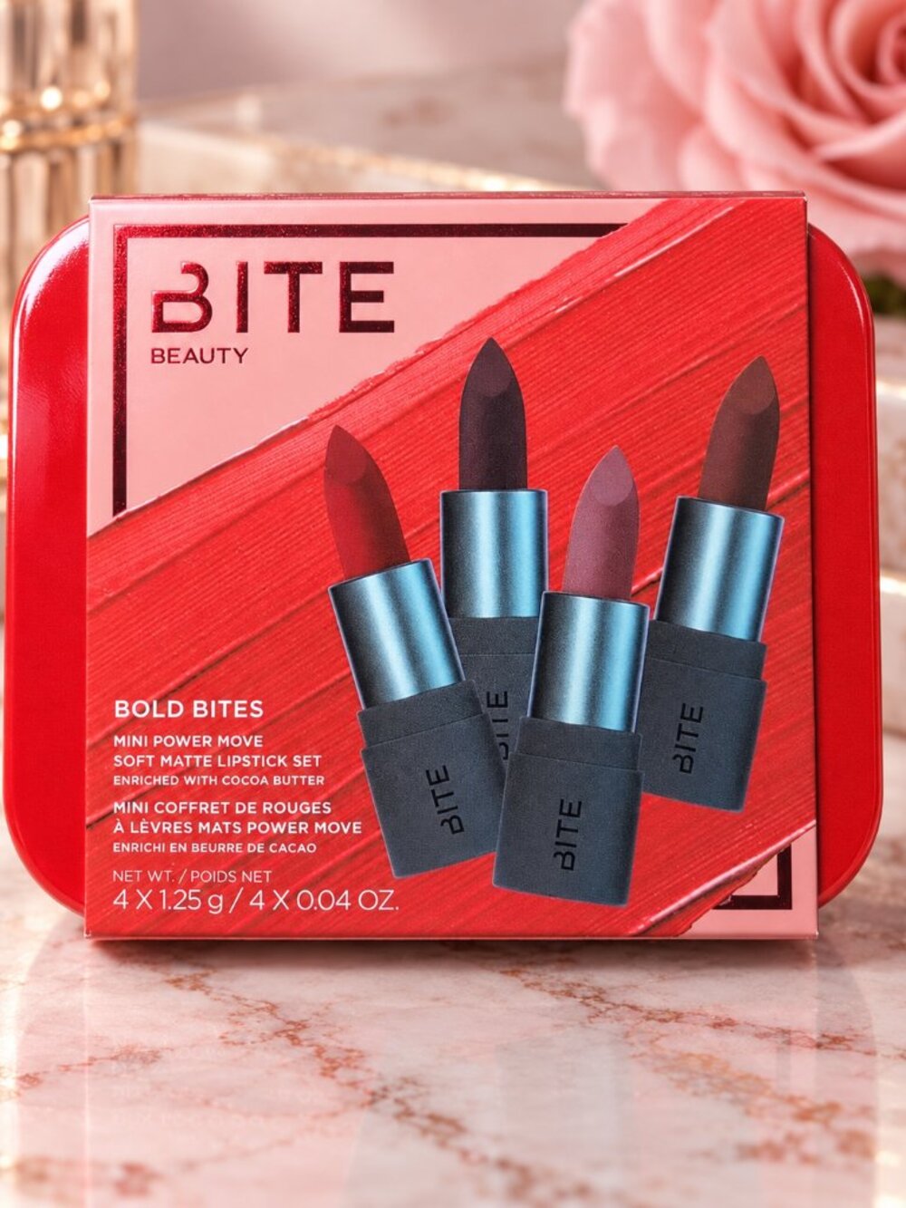 MSRP $45 | BITE Beauty Bold Bites Mini Soft-Matte Lipstick Set – 4 x 0.04 oz